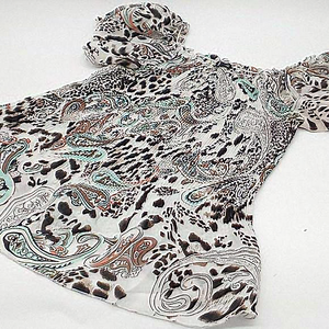 Vintage Babydoll Top Paisley Animal Print Off-The-Shoulder Y2K Blouse S